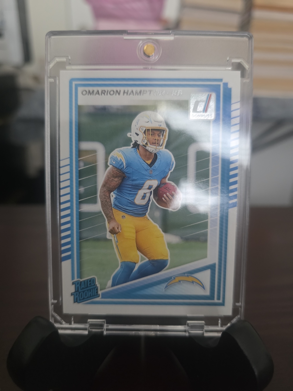 Panini Chargers Blue and Yellow Omarion Hampton Rookie Card